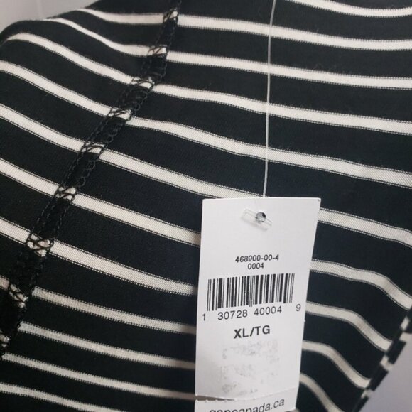Gap Black White Stripe Sleeveless Wrap Dress V-Neck Soft Stretchy Size XL New - Picture 9 of 10